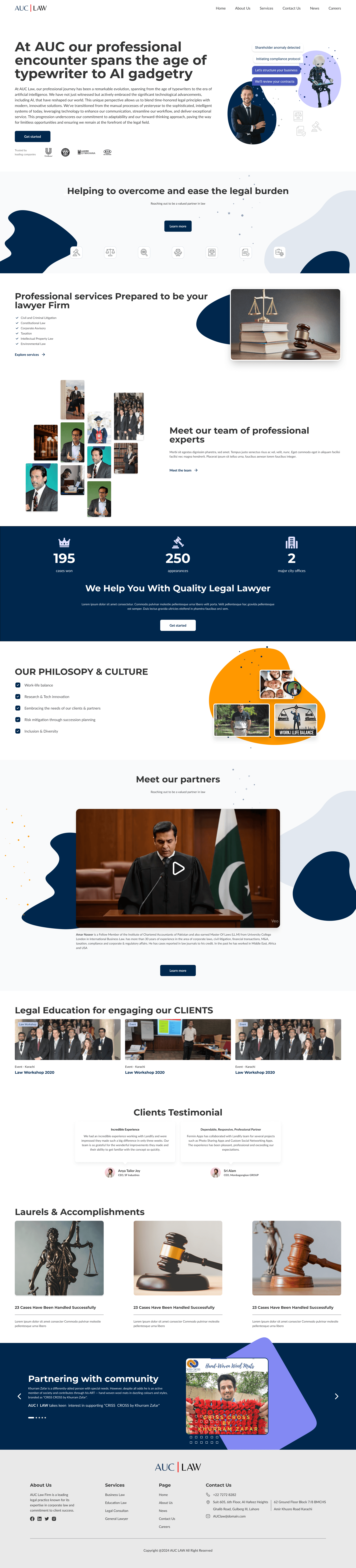 AUC LAW: law firm website landing page